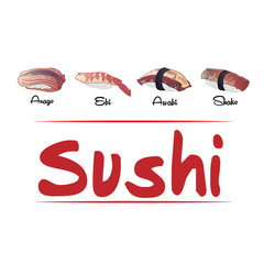 Different types of sushi background
