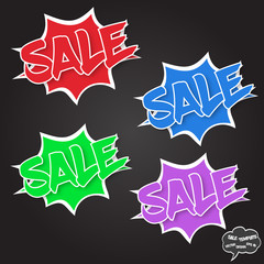 Vector Sale concept in comics bubbles