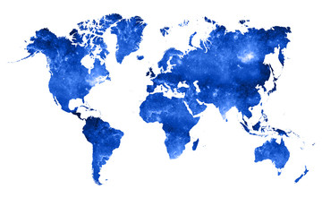 World map filled with space photograph