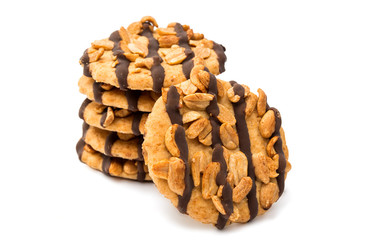 cookies with chocolate and nuts isolated