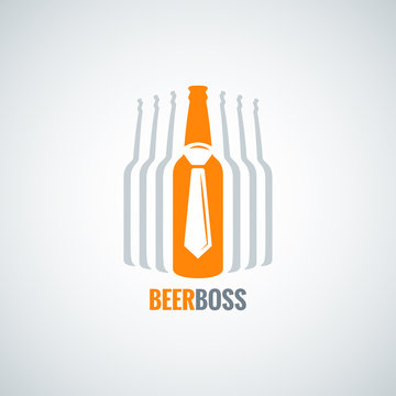 beer bottle boss concept design vector background