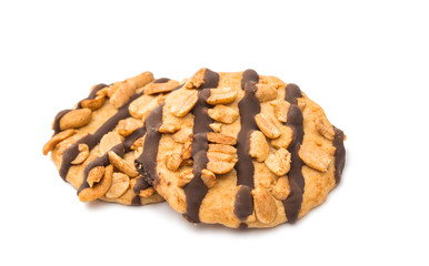 cookies with chocolate and nuts isolated