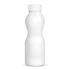 White Yogurt Milk Plastic Bottle. Illustration Isolated On White Background. Mock Up Template Ready For Your Design. Vector EPS10