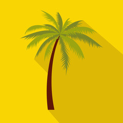 Green palm tree icon, flat style