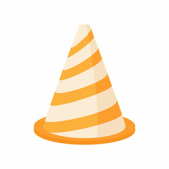 Traffic cone icon, cartoon style