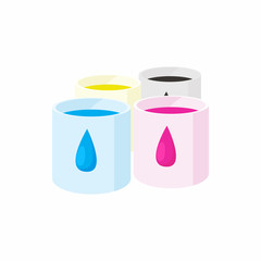 Color cartridges for printer icon, cartoon style