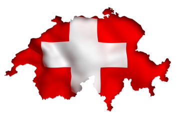 Silhouette of Switzerland map with flag