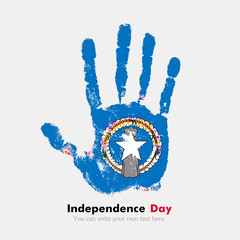 Handprint with the Flag of Northern Mariana Islands in grunge style