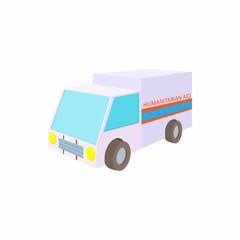 Humanitarian aid car icon, cartoon style