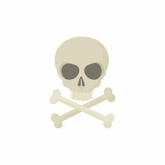 Skull with two crossed bones icon, cartoon style