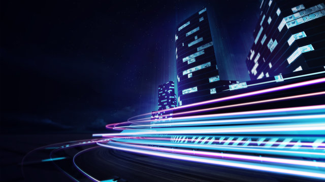 grand city racetrack with colorful speed flare