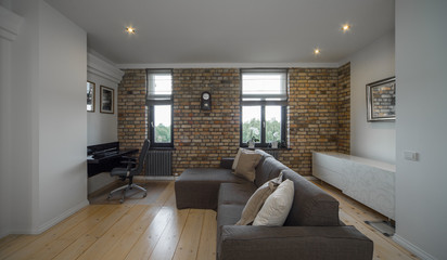 Contemporary interior studio, cabinet. Modern interior in privat