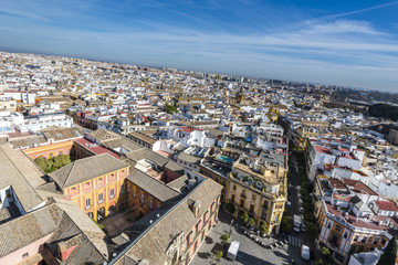 Fototapeta na wymiar Panoramic view of the ancient city of Seville, Spain.
