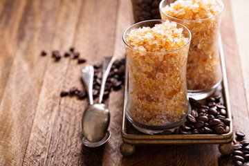 Coffee granita in small glasses