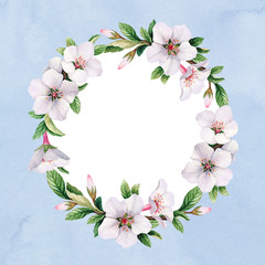 Watercolor floral wreath. Perfect for greeting card