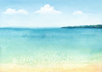 Watercolor illustration of a tropical beach © Aleksandra Smirnova