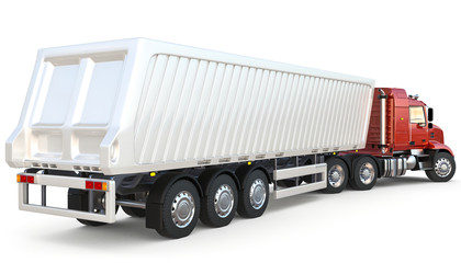 Fototapeta na wymiar Isolated semi-trailer truck on white background