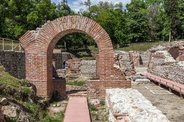 Fototapeta na wymiar Entrance of the ancient Thermal Baths of Diocletianopolis, town of Hisarya, Plovdiv Region, Bulgaria