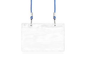 Blank bagde mockup isolated on white. Plain empty name tag