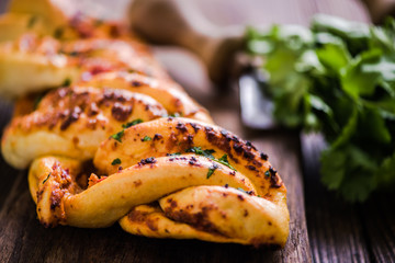 Italian foccacia with pepper and cheese