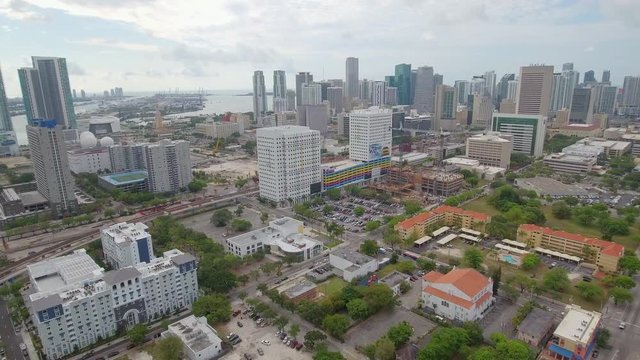 Aerial drone video of I95 and Overtown