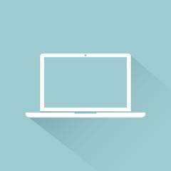 Laptop icon flat style with shadow isolated on a light background, vector illustration for web design