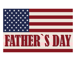 Happy Fathers Day with American flag and the lettering, festive holiday typographical stylish vector illustration