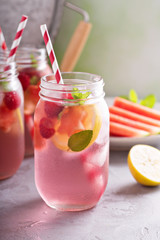 Fototapeta na wymiar Summer drink watermelon and citrus lemonade