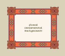 Flourish frame. Abstract floral geometric oriental background.