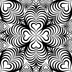 Abstract floral seamless pattern Black line oriental ornament