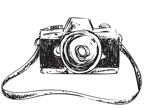 A sketch of the professional camera with a lens Stock Vector Image & Art -  Alamy