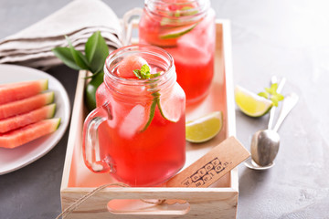 Watermelon and lime lemonade