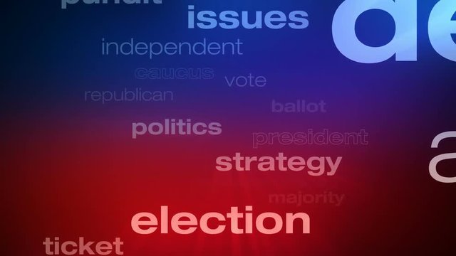 Political and Election Words Loop - Seamless animation loop of various buzzwords pertaining to politics and elections.