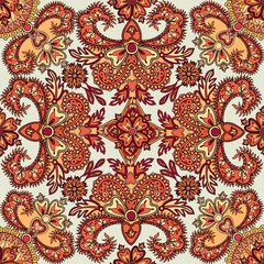 Papier Peint photo Lavable Tuiles marocaines Motif géométrique sans soudure foral. Ornement fractal oriental abstrait s& 39 épanouir