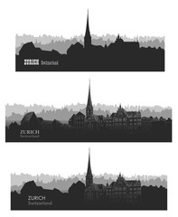 Fototapeta premium Zurich Switzerland city skyline silhouette Travel Europe background set