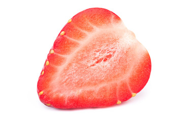 Perfectly cleaned sliced strawberry isolated on the white background with clipping path