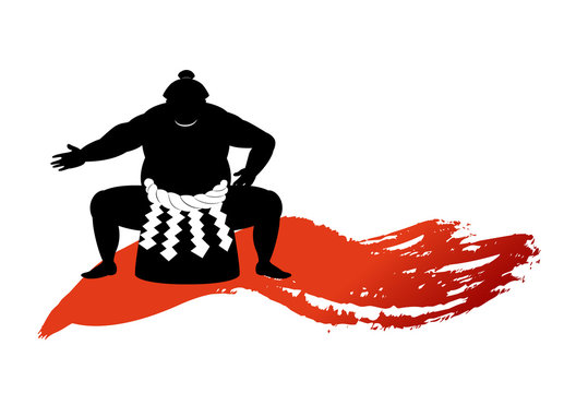 japanese Sumo wrestler beautiful silhouette .vector art