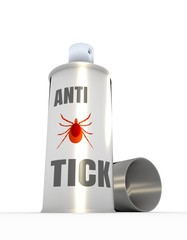 Illustration of anti-tick spray with cap, over white background
