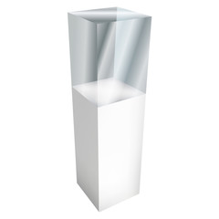 Empty glass showcase for exhibit. 3d vector.