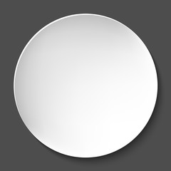 Empty white paper plate. Vector.