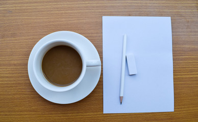 office table with cup of coffee