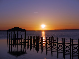 Reflections on Currituck Sound at Sunset-Duck