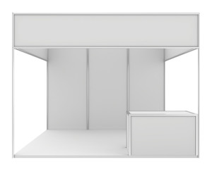 Blank exhibition stand. 3d render isolated on white background