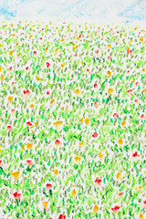 flower field crayon painted abstract and texture background