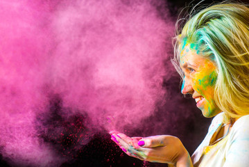 Girl with holi paints