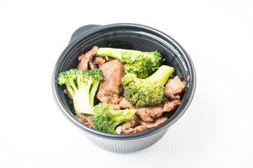 brocorri beef in container