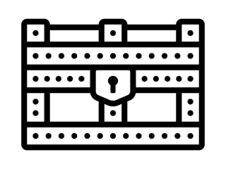 Reinforced treasure chest storage box line art icon for apps and websites