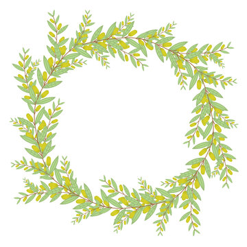 Olive wreath. Isolated vector illustration on white background.