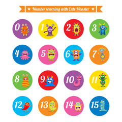 Learning number with cute monsters