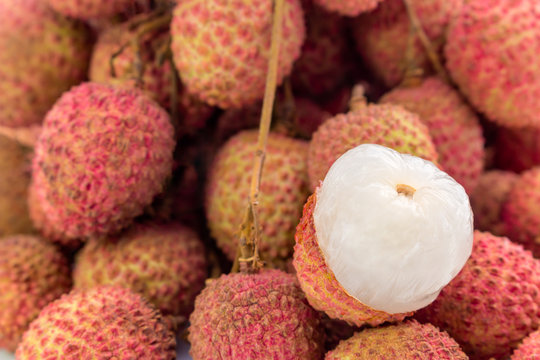 Fresh lychees fruit with isolate white background